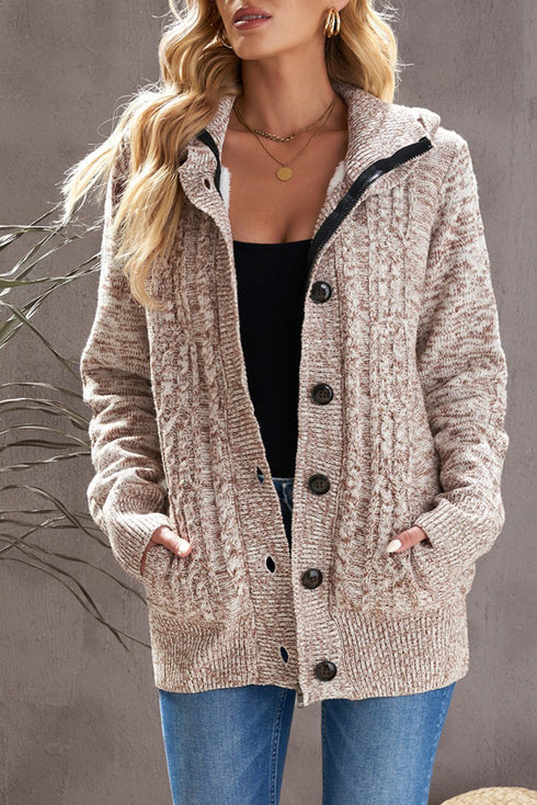 Long Sleeve Button-Up Hooded Cardigans